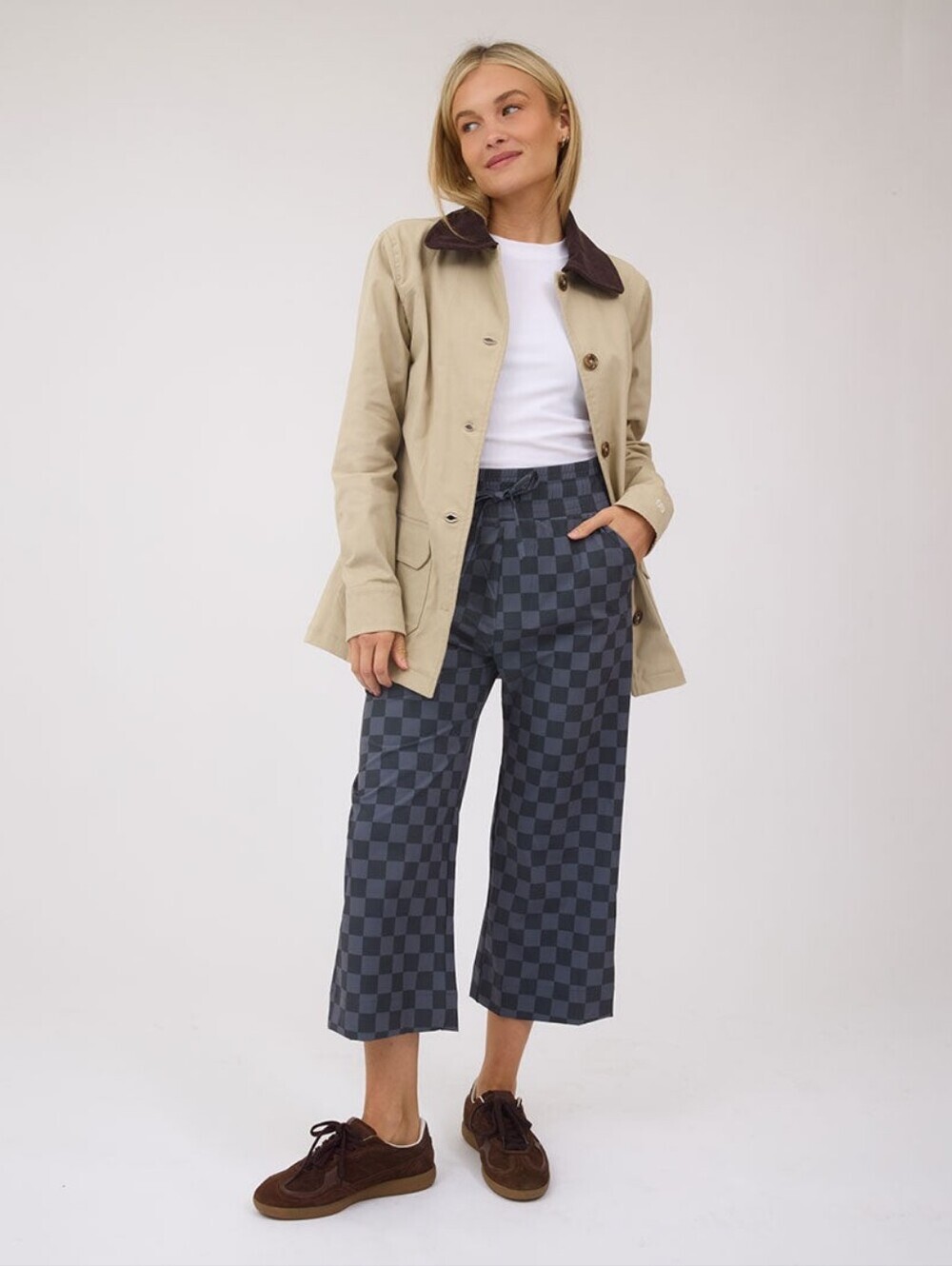 ⬛️ Albion Fit Audrey Wide Leg Pants in Slate Checkers ⬛️